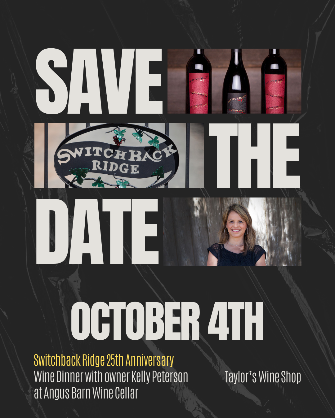 SAVE THE DATE! October 4th - Switchback Ridge 25th Anniversary Wine Dinner